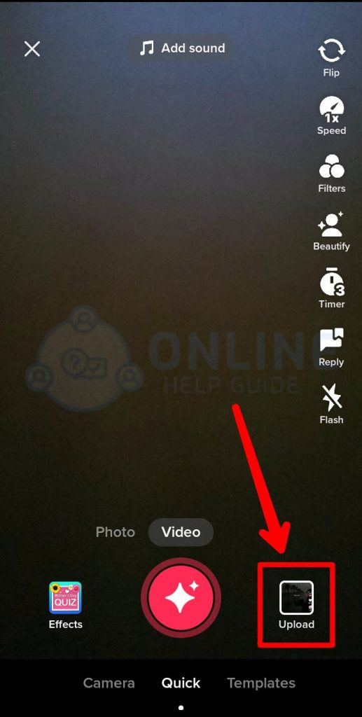   Etapa 3 Toque no ícone de upload