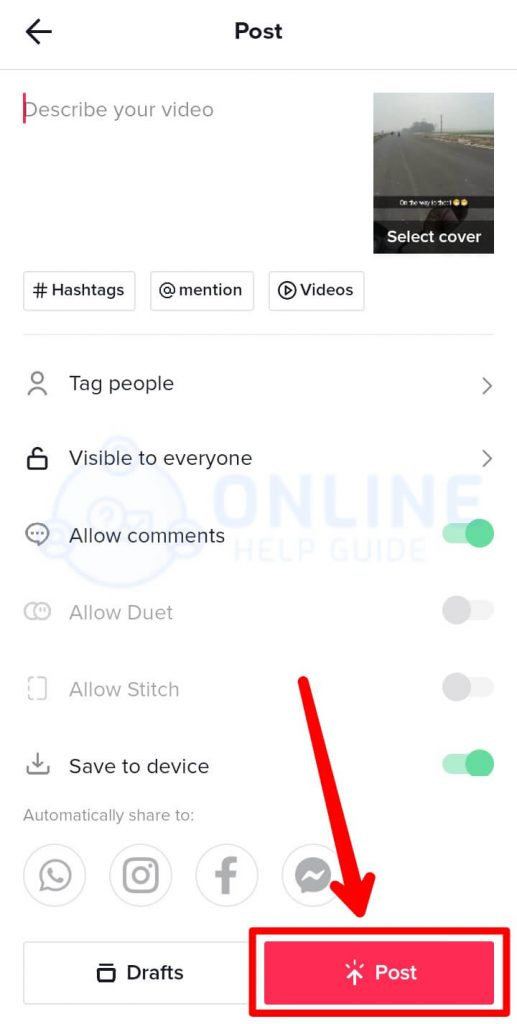   Passo 8 Poste no seu TikTok