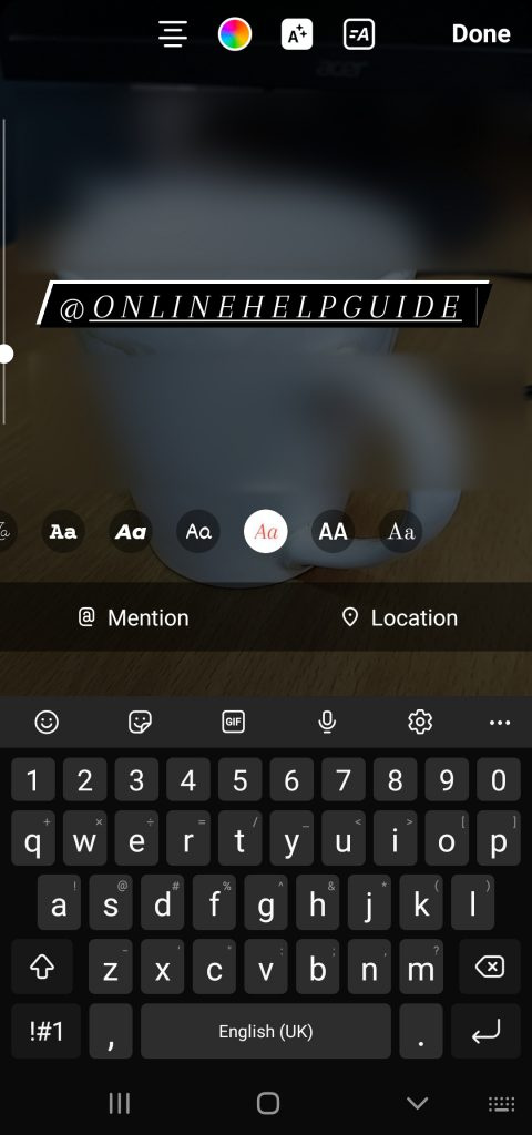   Etapa 2: coloque uma menção em sua história do Instagram