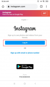   Entrar na conta do Instagram