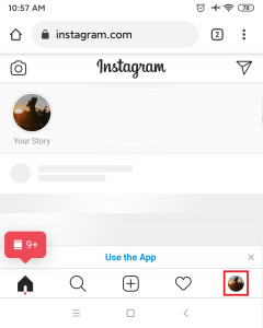   acessar o perfil da conta do instagram