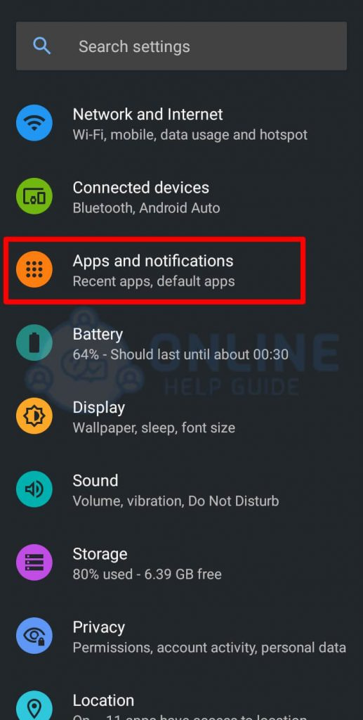   Krok 2 Pozrite si panel aplikácií a upozornení alebo možnosť aplikácií