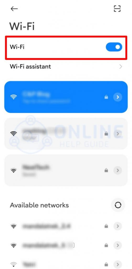   Krok 4 Zapnite WiFi | Opravte slabý výkon internetového prehliadača