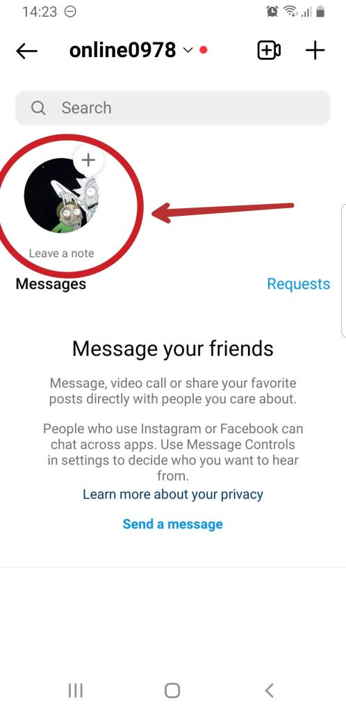   Para crear su nota, toque el"Leave a note" button.