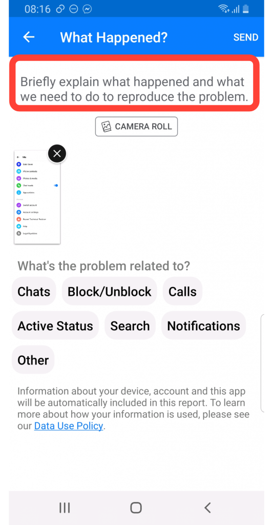  Uveďte, že vaše filtre Messengera nefungujú